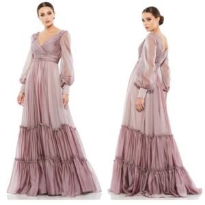Mac Duggal 67864 Faux Wrap Long Sleeve Tiered Gown 18